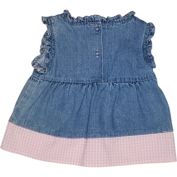 Baby Snoopy Denim Dress 3-6M | Peanuts Licensed | Cute Pink & Floral Embroidery - Picture 2 of 6
